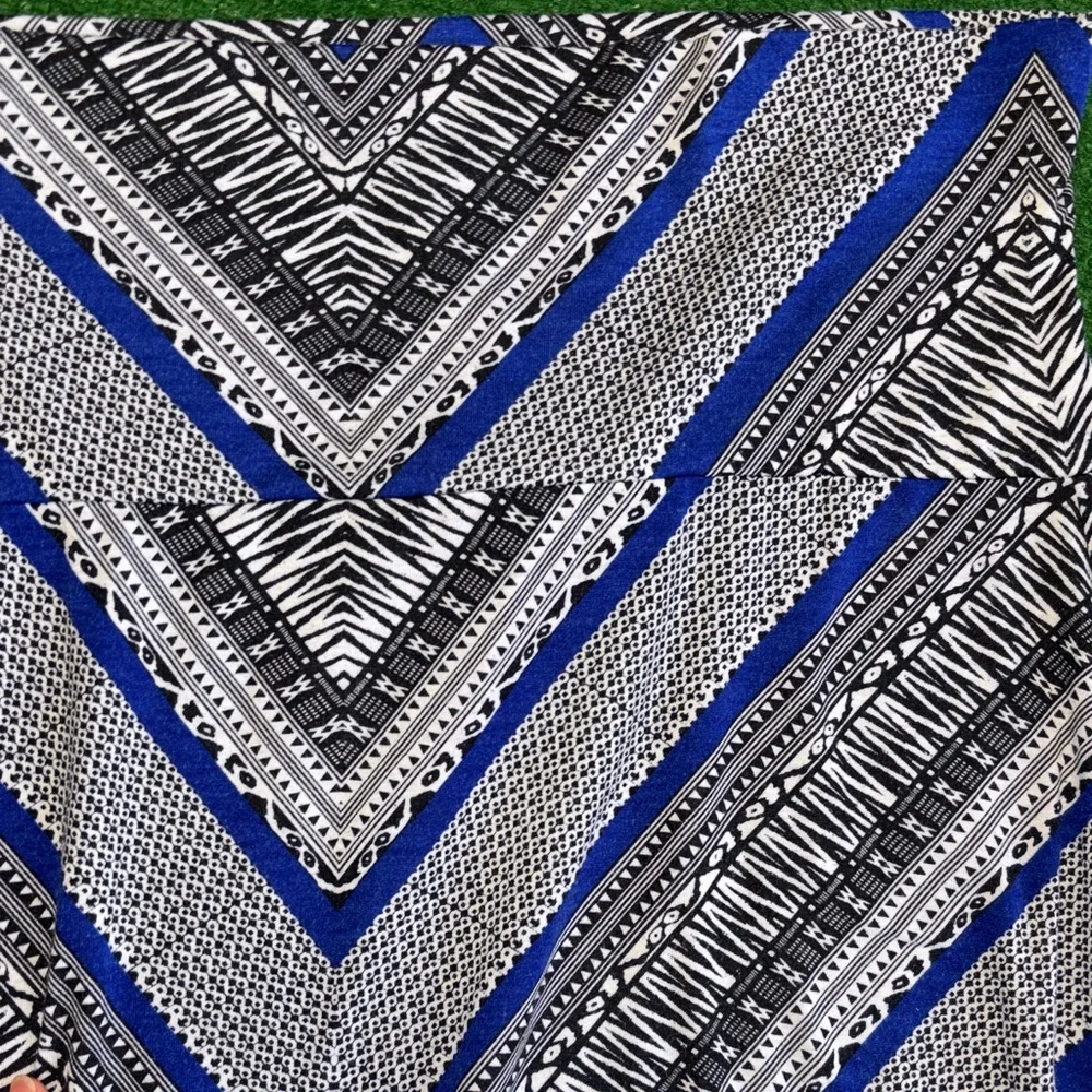Stretch Long Blue and Black Patterned Women's Skirt